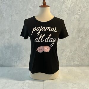 Cozy Black 'Pajamas All Day' Sleep‎ Tee Size XS
